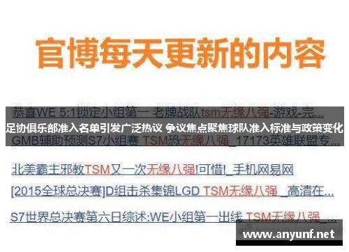 足协俱乐部准入名单引发广泛热议 争议焦点聚焦球队准入标准与政策变化